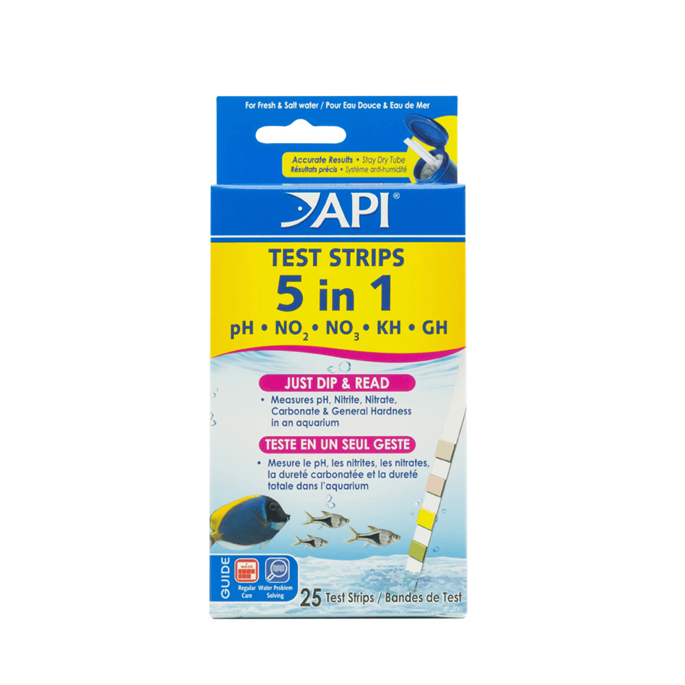 API 5-in-1 Aquarium-Teststreifen, 25er-Packung für pH, Härte, Nitrit und Nitrat