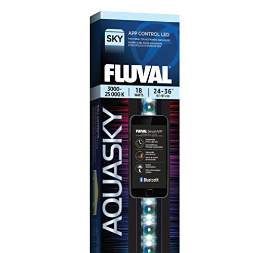 Fluval Aquasky 2.0 Bluetooth-RGB-LED-Leuchte über einem Gesellschaftsaquarium