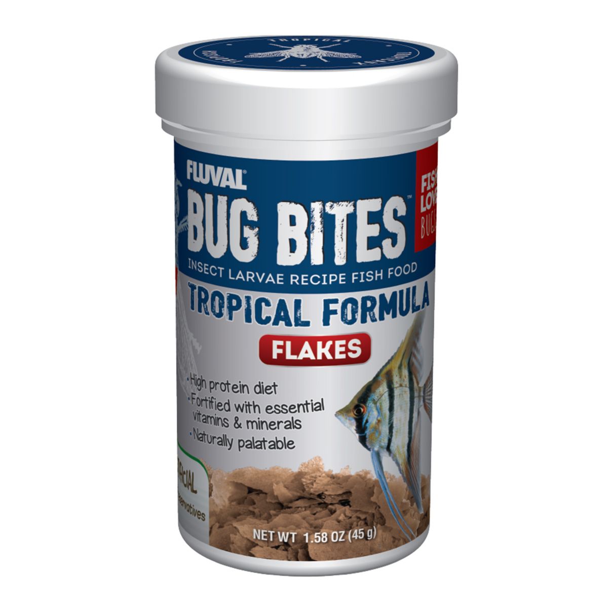 Fluval Bug Bites Tropical Formula Flockenfutter-Dose