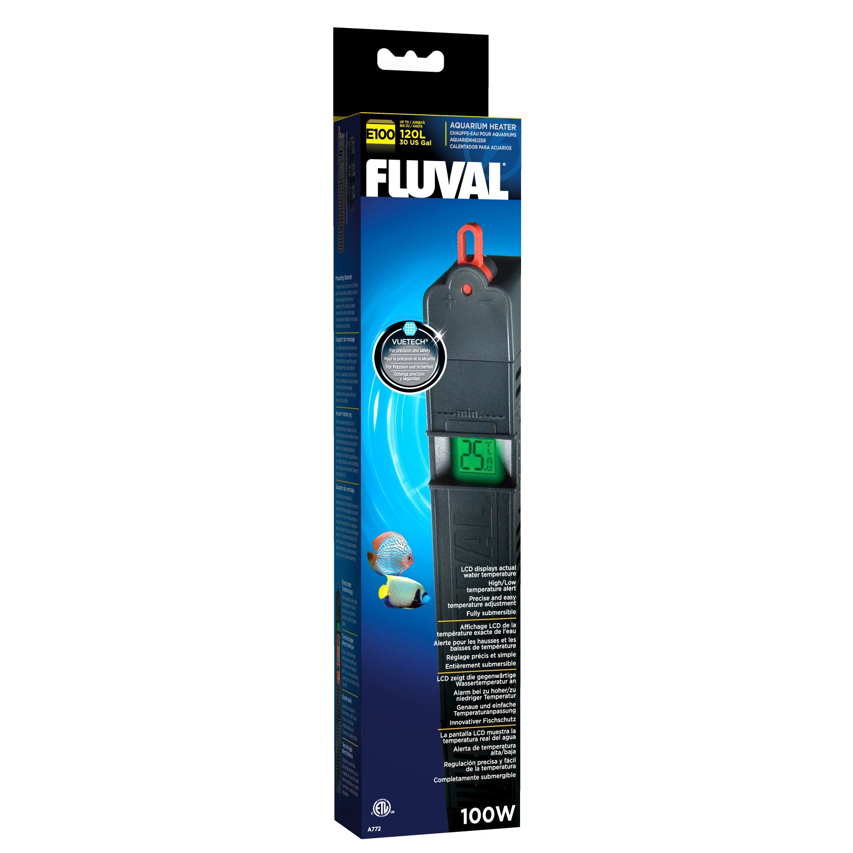 Fluval E100 elektronischer Aquarienheizer mit LCD-Temperaturanzeige
