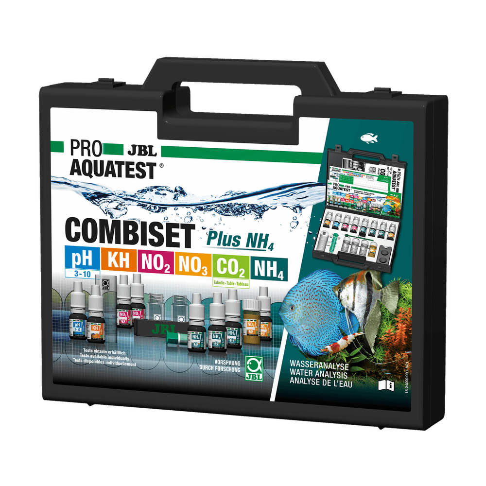 JBL ProAquaTest Combi Set Plus NH4 Tropfentest-Koffer für Aquarienwasser mit Reagenzien und Küvetten