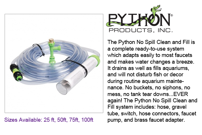 Python No Spill Clean and Fill Wasserwechsel-System mit 7,6-m-Schlauch, Hahnadapter und Mulmglocke
